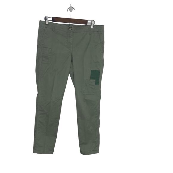 Ann Taylor Loft women's size 8 khaki loden green pants chinos patch detail trend - Picture 1 of 13
